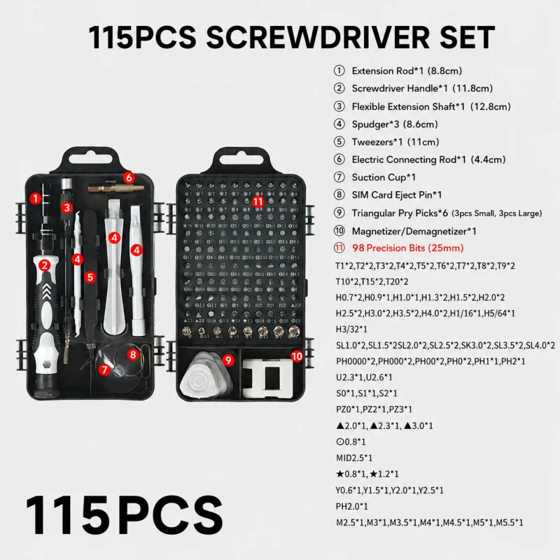 Portable 115in1 Magnetic Screw - Electronics Repair Manual recension och pris